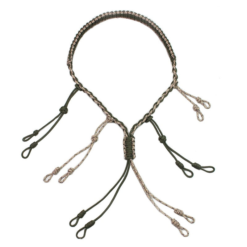 Hunting Decoy Rope Hunting Duck Call Lanyard Cord Hunter Game Whistle Lanyard Hunting Decoy Rope with 12 Adjustable Loops Rings