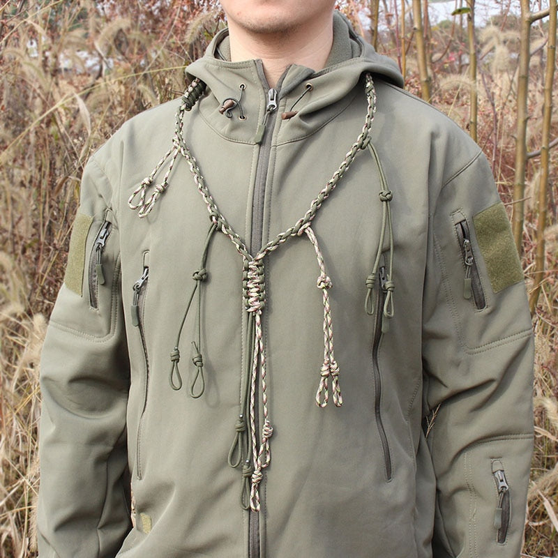 Hunting Decoy Rope Hunting Duck Call Lanyard Cord Hunter Game Whistle Lanyard Hunting Decoy Rope with 12 Adjustable Loops Rings
