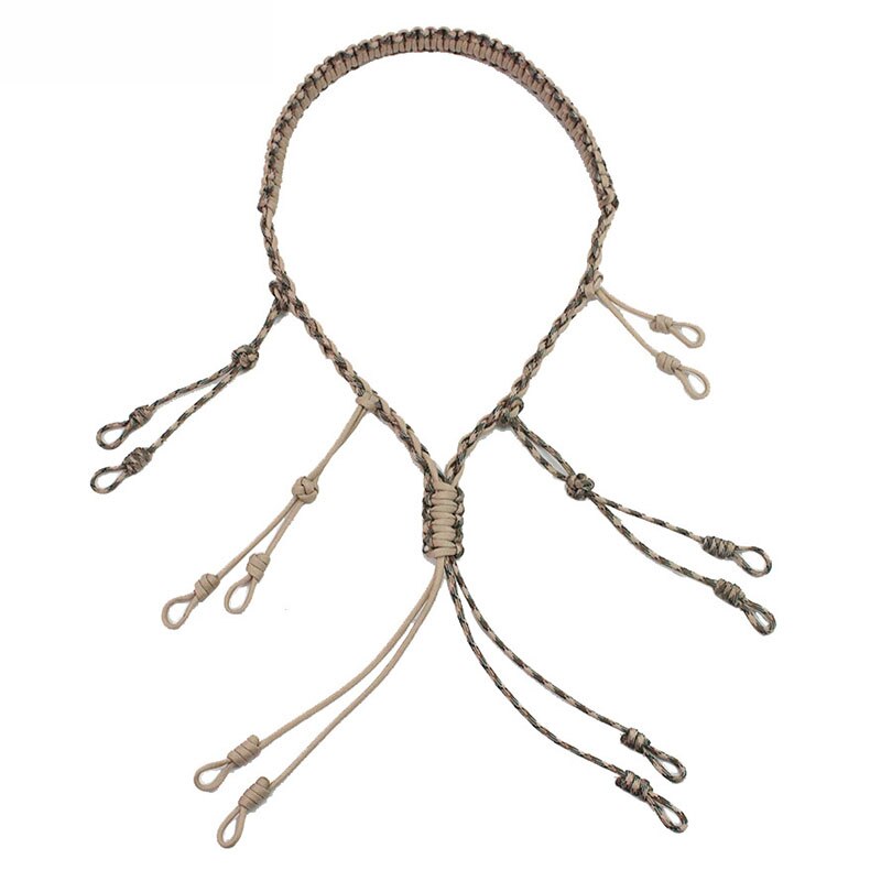 Hunting Decoy Rope Hunting Duck Call Lanyard Cord Hunter Game Whistle Lanyard Hunting Decoy Rope with 12 Adjustable Loops Rings