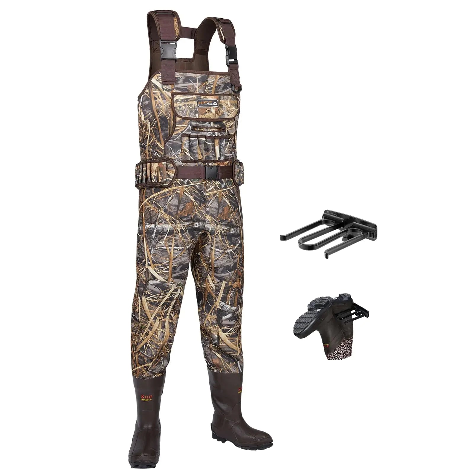 HISEA Hunting Waders Neoprene Chest Waders for Men with 800G Insulated Boots Waterproof Neoprene Bootfoot Waders